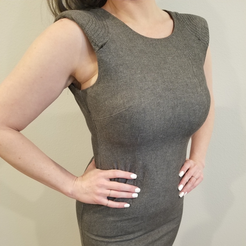 (Banana Republic) Charcoal Gray Fitted Business Style Dress